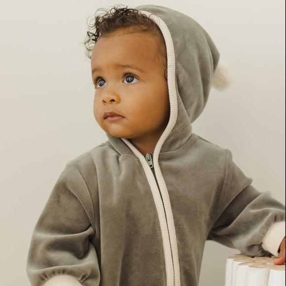 Quincy Mae - Velour Zip Jumpsuit - Forest