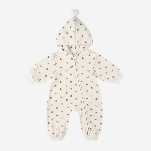 Quincy Mae - Velour Zip Jumpsuit - Holly Berry