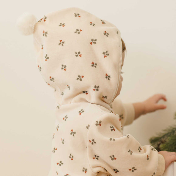 Quincy Mae - Velour Zip Jumpsuit - Holly Berry
