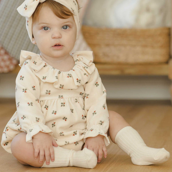 Quincy Mae - Wendy Romper - Holly Berry