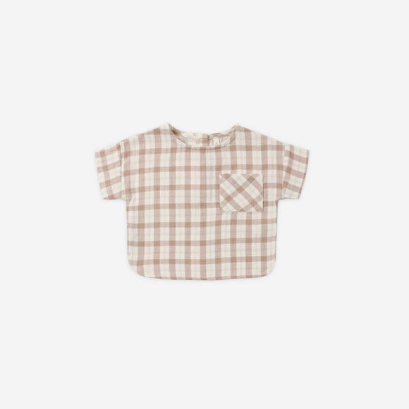 Quincy Mae - Woven Boxy Top Rustic Plaid