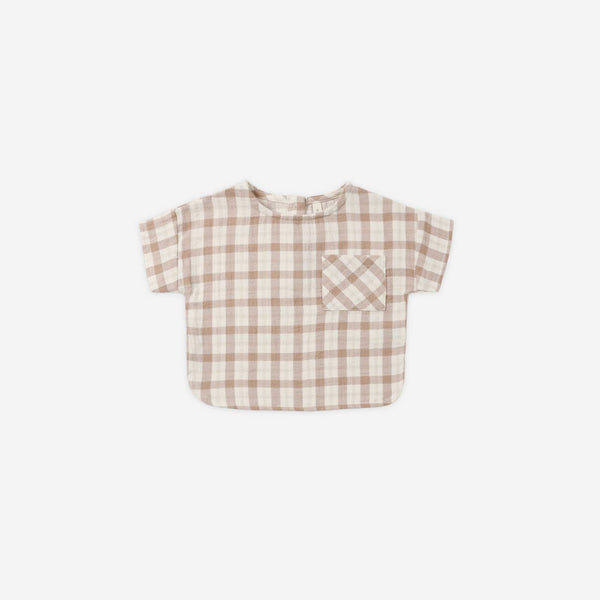 Quincy Mae - Woven Boxy Top Rustic Plaid