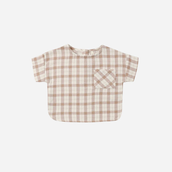 Quincy Mae - Woven Boxy Top Rustic Plaid
