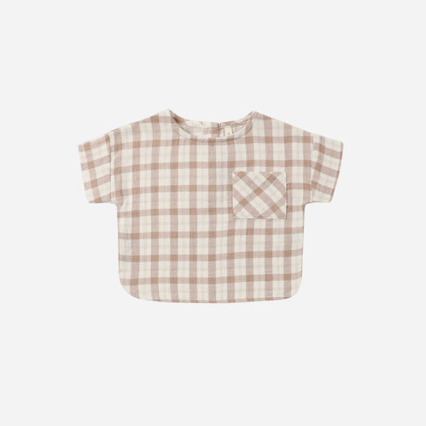 Quincy Mae - Woven Boxy Top Rustic Plaid