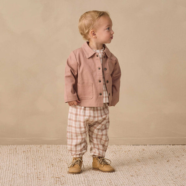 Quincy Mae - Woven Boxy Top Rustic Plaid