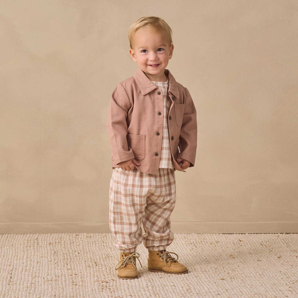 Quincy Mae - Woven Boxy Top Rustic Plaid