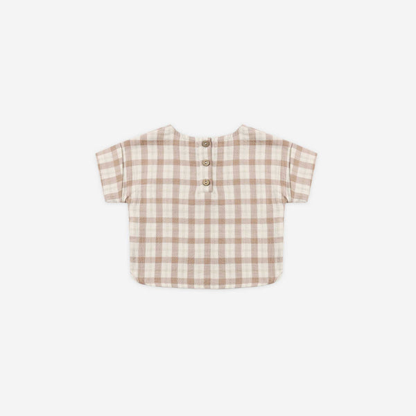 Quincy Mae - Woven Boxy Top Rustic Plaid