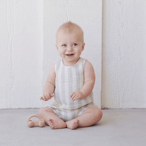 Quincy Mae - Woven Tank + Short Set - Sky Stripe