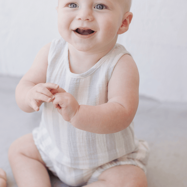 Quincy Mae - Woven Tank + Short Set - Sky Stripe