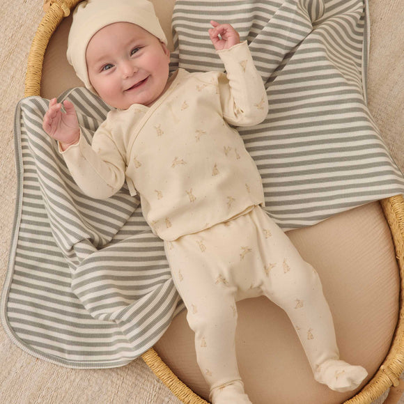 Quincy Mae - Wrap Top + Footed Pant Set - Bunnies