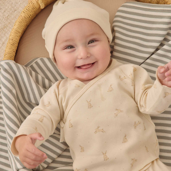 Quincy Mae - Wrap Top + Footed Pant Set - Bunnies