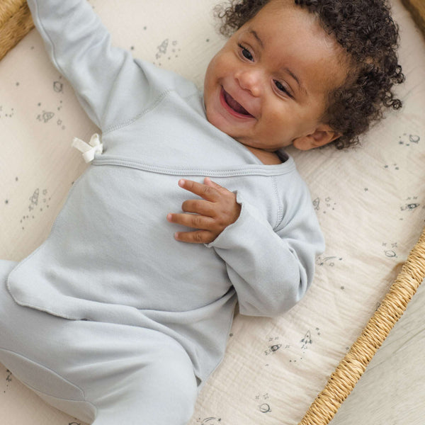 Quincy Mae -  Wrap Top + Footed Pant Set - Cloud
