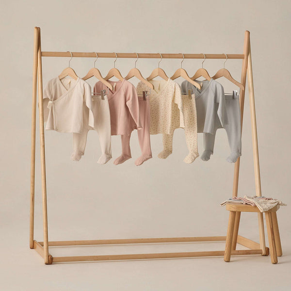 Quincy Mae -  Wrap Top + Footed Pant Set - Cloud