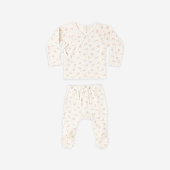 Quincy Mae - Wrap Top + Footed Pant Set - Flower Field