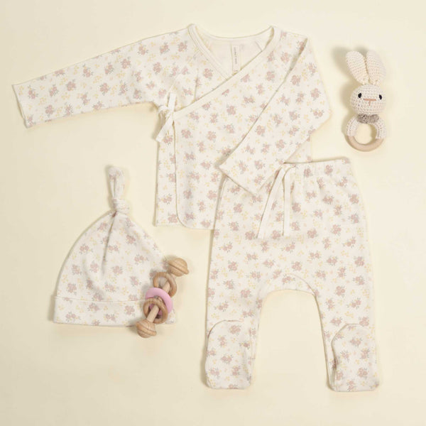 Quincy Mae - Wrap Top + Footed Pant Set - Flower Field