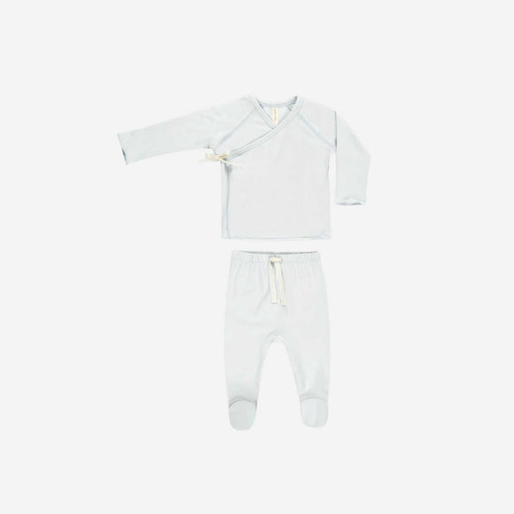 Quincy Mae - Wrap Top + Footed Pant Set - Fog