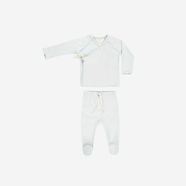 Quincy Mae - Wrap Top + Footed Pant Set - Fog