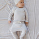 Quincy Mae - Wrap Top + Footed Pant Set - Fog