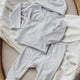 Quincy Mae - Wrap Top + Footed Pant Set - Fog