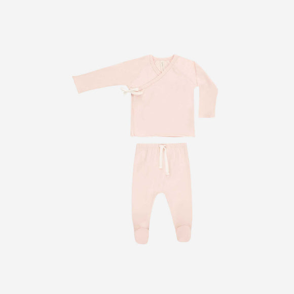 Quincy Mae - Wrap Top + Footed Pant Set - Petal