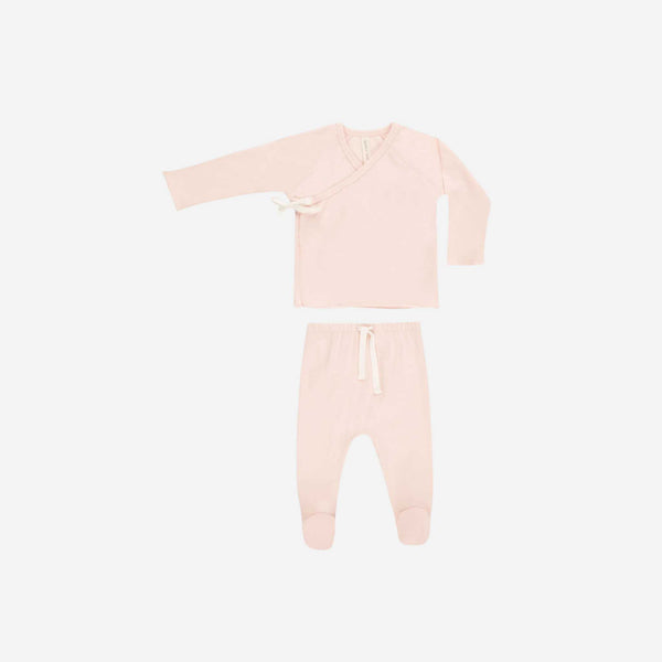 Quincy Mae - Wrap Top + Footed Pant Set - Petal
