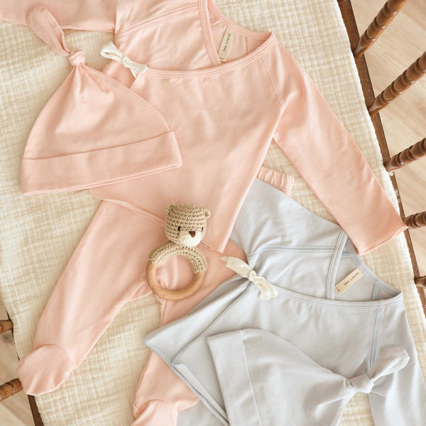 Quincy Mae - Wrap Top + Footed Pant Set - Petal