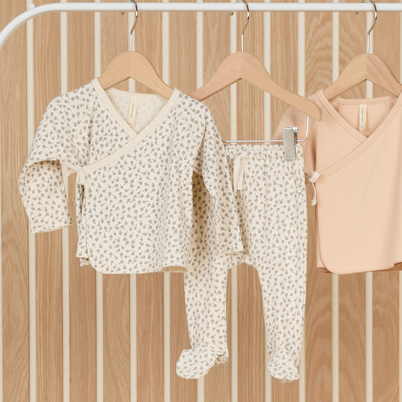 Quincy Mae - Wrap Top + Footed Pant Set - Scatter