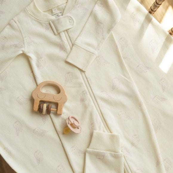 Quincy Mae - Zip Long Sleeve Sleeper - Snow Owl