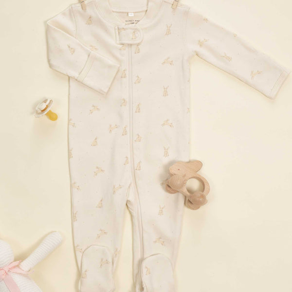 Quincy Mae - Zip Long Sleeve Sleeper Footie - Bunnies