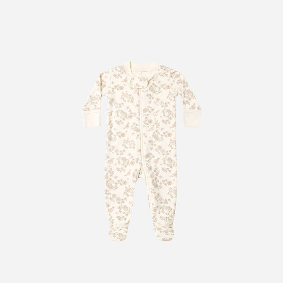 Quincy Mae -  Zip Long Sleeve Sleeper Footie Floral Vine