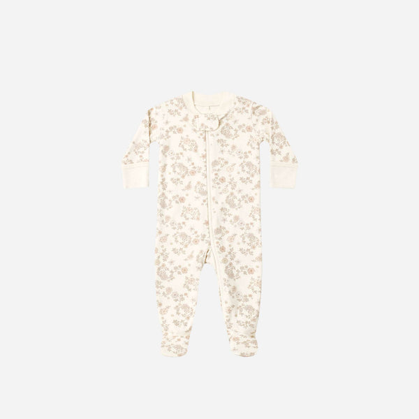 Quincy Mae -  Zip Long Sleeve Sleeper Footie Floral Vine