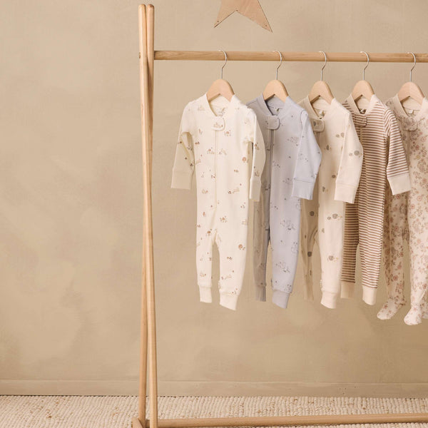 Quincy Mae -  Zip Long Sleeve Sleeper Footie Floral Vine