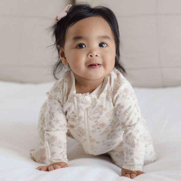 Quincy Mae -  Zip Long Sleeve Sleeper Footie Floral Vine