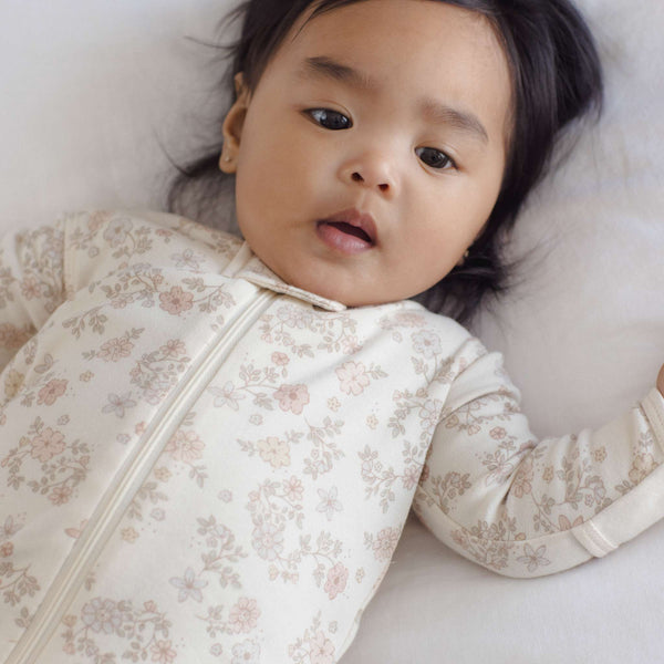 Quincy Mae -  Zip Long Sleeve Sleeper Footie Floral Vine