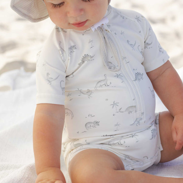 Quincy Mae - Zip Rashguard One-Piece - Dinosaur