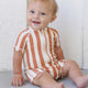 Quincy Mae - Zip Rashguard One-Piece - Retro Poppy Stripe