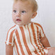 Quincy Mae - Zip Rashguard One-Piece - Retro Poppy Stripe