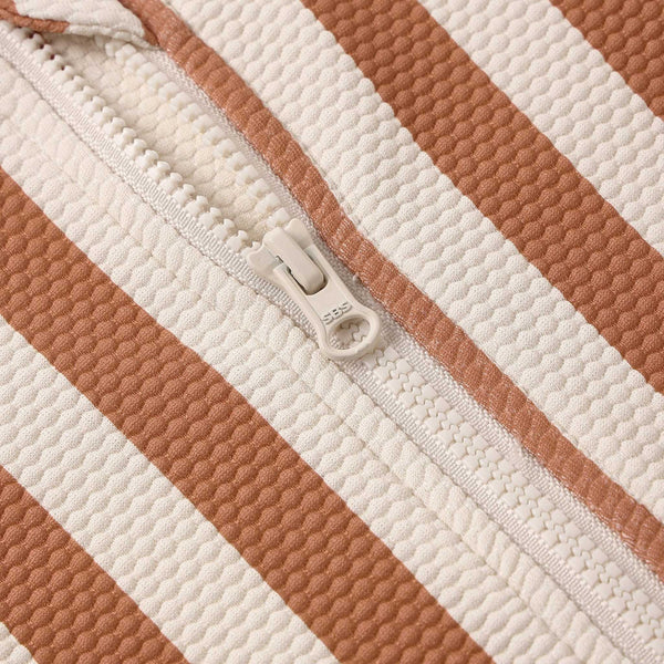 Quincy Mae - Zip Rashguard One-Piece - Retro Poppy Stripe