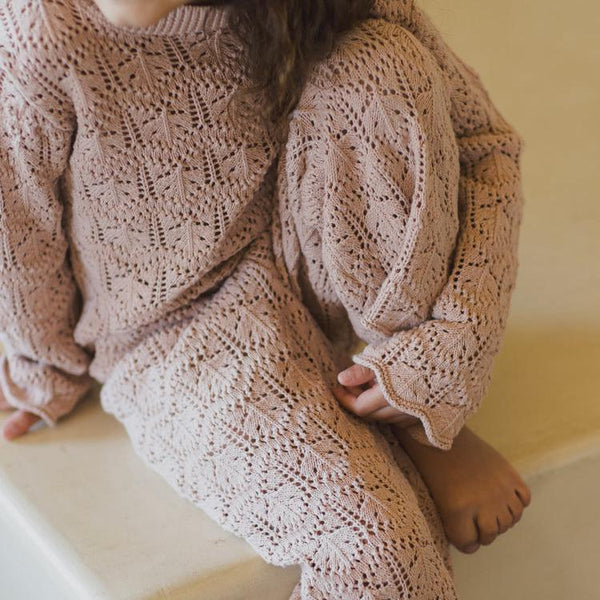 Rylee + Cru - Crochet Knit Pant - Rose