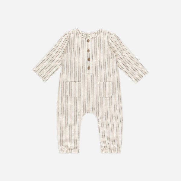 Rylee + Cru - Long Sleeve Woven Jumpsuit - Stone Stripe