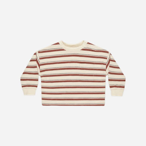 Rylee + Cru - Relaxed Long Sleeve Tee - Brick Stripe