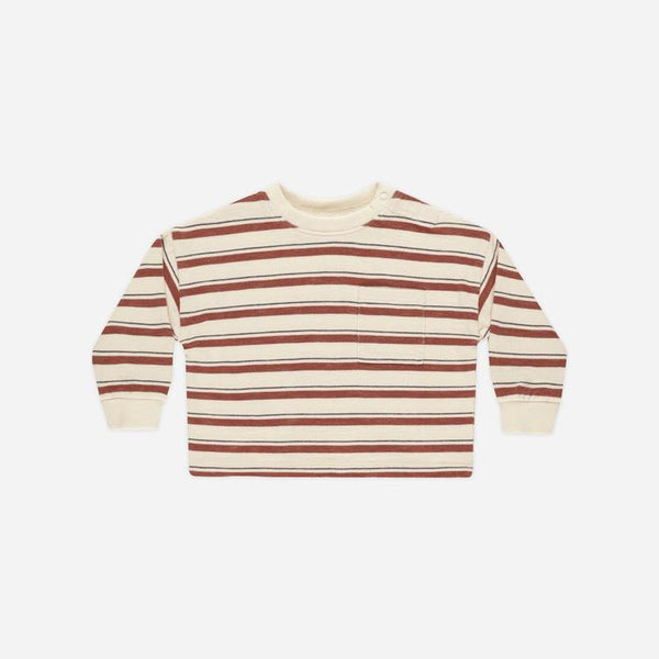 Rylee + Cru - Relaxed Long Sleeve Tee - Brick Stripe