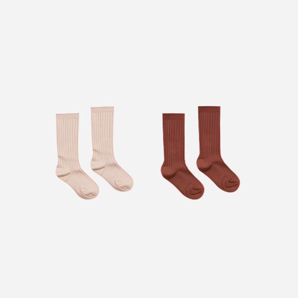 Rylee + Cru - Ribbed Socks - Brick/Rose