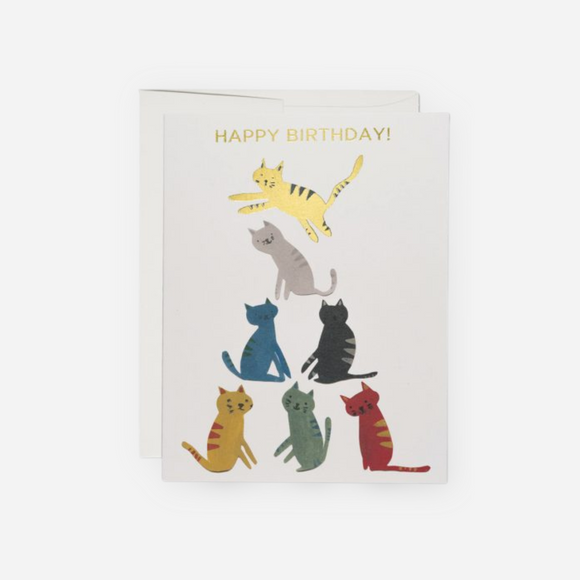Red Cap Cards - Gold Kitty Birthday Greeting Card