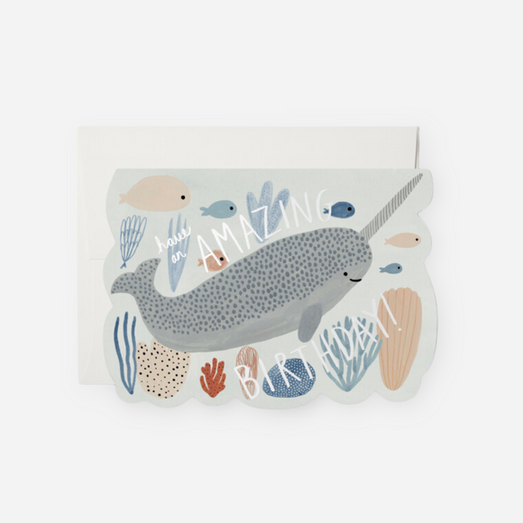 Red Cap Cards - Narwhal Birthday Greeting Card