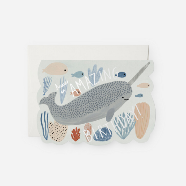 Red Cap Cards - Narwhal Birthday Greeting Card