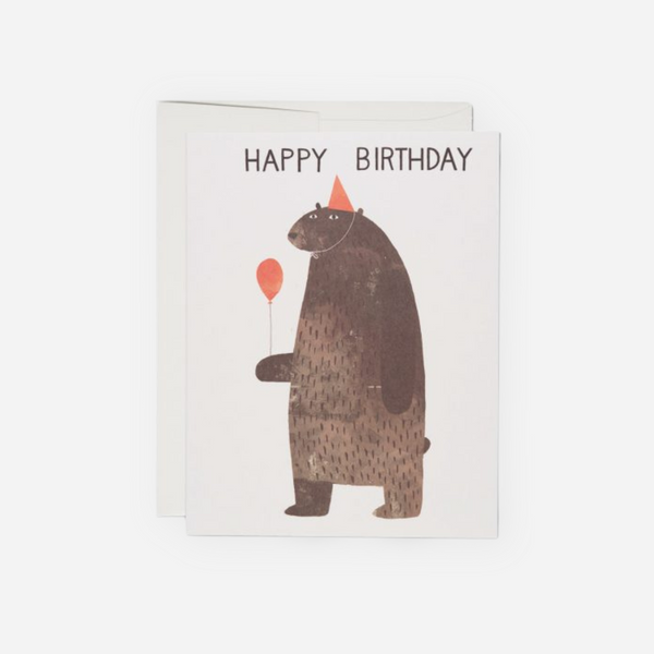 Red Cap Cards - Party Bear Birthday Greeting Card