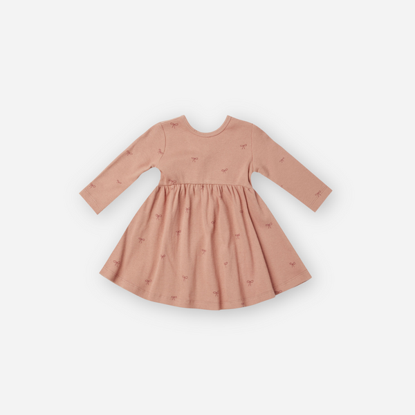 Quincy Mae - Ribbed Long-sleeve Dress with Bloomer - Bows