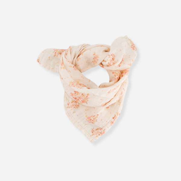 Rose in April - Large Bianca Cotton Muslin Swaddle - Bouquet