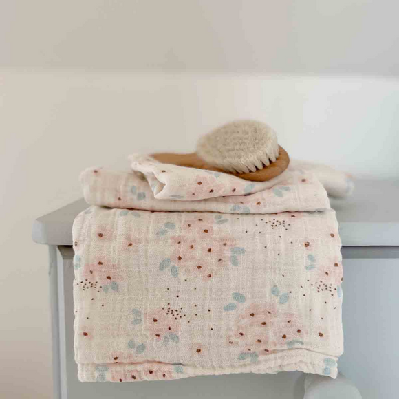 Rose in April - Large Bianca Cotton Muslin Swaddle - May